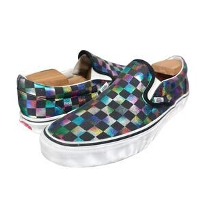 Vans | Unisex | Asher Iridescent Checker Skater Slip On Sneakers | 9 M 10.5 W